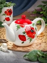 Чайник заварочный доломит, 0.95 л, Daniks, Алый мак