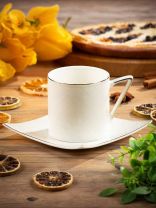 Чайная пара керамика, 2 предмета, на 1 персону, 200 мл, Daniks, Y4-4398, подарочная упаковка, белая