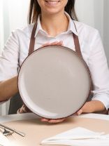 Тарелка обеденная, керамика, 27 см, круглая, Pollen lite, Daniks, капучино