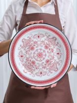 Блюдо эмалированная сталь, 3.5х35.5 см, красное, Индийский-2, Сибирские товары, С0808.0*66