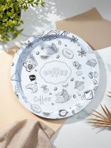 Поднос металл, 32х1.5 см, круглый, рисунок в ассортименте, Y4-8926