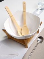 Салатник керамика, квадратный, 26х13 см, 2.85 л, 4 предмета, на бамбуковой подставке, Y4-6283