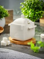 Сахарница керамика, 12.3х9х11.9 см, с ложкой, на подставке, Y4-6588