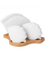 Набор для специй фарфор, дерево, 3 шт, на подставке, 13.5х9 см, Lefard, Native, 474-207