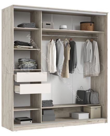 Шкаф-купе Альянс 2,0 м Кашемир/Дуб крафт серый
