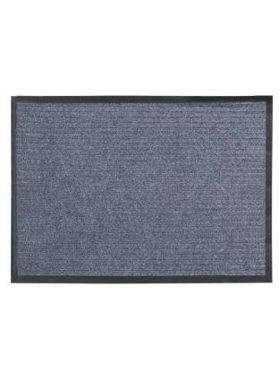 Коврик грязезащитный, 40х60 см, прямоугольный, резина, с ковролином, ребристый, серый, 35-031/w