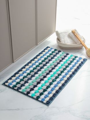 Коврик для ванной, антискользящий, 0.5х0.8 м, микрофибра, Y4-9954, полосатый, с белыми полосками