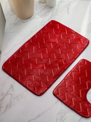 Набор ковриков для ванной, 2 шт, розовый, Y4-9938, узор ромб