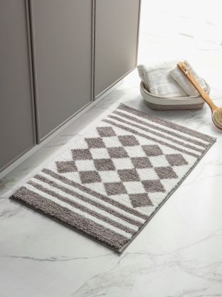 Коврик для ванной, антискользящий, 0.5х0.8 м, микрофибра, серо-белый, Y4-9957, с узором
