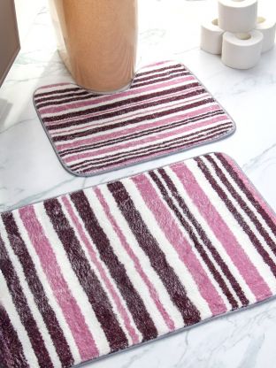 Набор ковриков для ванной и туалета, антискользящий, 2 шт, микрофибра, Y4-9949, полосатый