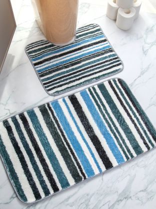 Набор ковриков для ванной и туалета, антискользящий, 2 шт, микрофибра, Y4-9947, полосатый
