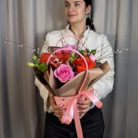 Сборная красно-розовая сумочка