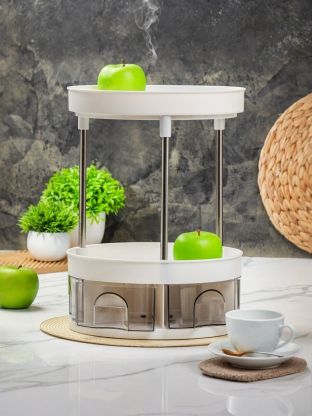 Полка универсальная, пластик, 2 секции, на колесах, белая, Y4-8622