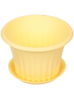 Горшок для цветов пластик, 0.45 л, 12х8 см, банановый, Idea, Кэрол, М 3153