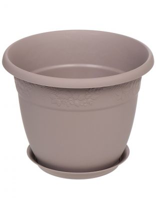 Горшок для цветов пластик, 3.6 л, 22х17.5 см, французский серый, Idea, Рябина, М 3055