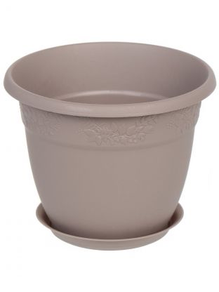 Горшок для цветов пластик, 0.8 л, 13х10.5 см, латте, Idea, Рябина, М 3052