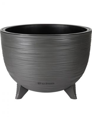 Кашпо пластик, 9.8 л, 26.5х32х24.2 см, универсальное, на ножках, антрацит, La Decoro, КШ-2490