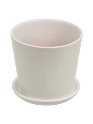 Горшок керамика, 0.65 л, 12х11 см, низкий конус, молочный, Шелк №2, 014325