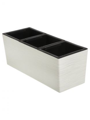 Кашпо пластик, 2.7 л, 50х19.3х19.2 см, балконное, 3-х секционное, белое, La Decoro, КШ-2351