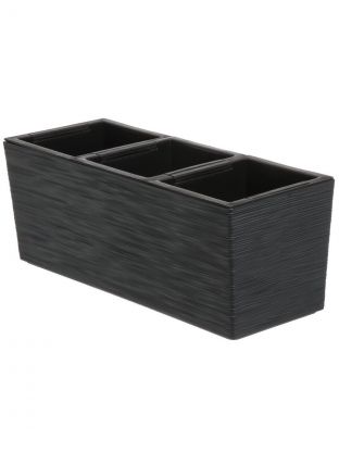 Кашпо пластик, 2.7 л, 50х19.3х19.2 см, балконное, 3-х секционное, антрацит, La Decoro, КШ-2350