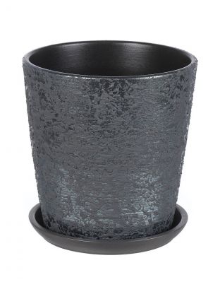 Горшок керамика, 2.6 л, 18х18.5 см, графит, Лава №4, 010389