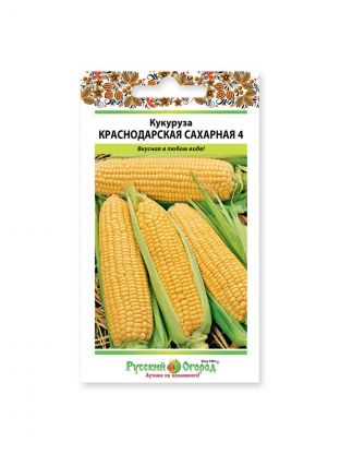 Семена Кукуруза, Краснодарская, 5 г, сахарная, цветная упаковка, Русский огород