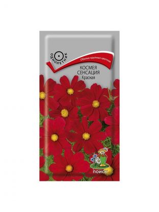 Семена Цветы, Космея, Сенсация Красная, 0.3 г, цветная упаковка, Поиск