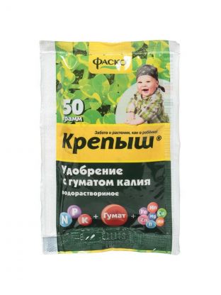Удобрение Крепыш, универсальное, с гуматом калия водорастворимое, органоминеральное, гранулы, 50 г, Фаско