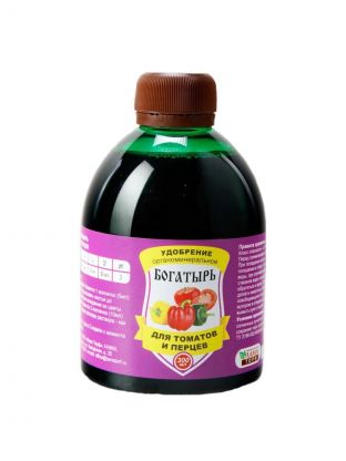 Удобрение Богатырь, для томатов и перцев, органоминеральное, 300 мл, Лама Торф