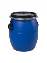 Бочка пластик, пищевая, 48 л, круглая, съемная крышка с металлическим хомутом, цветная, ЗТИ