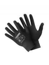 Перчатки для сборочных работ, полиэстер, без рисунка, размер 9 (L), черная основа, Fiberon, европодвес