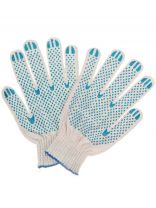 Перчатки х/б, ПВХ покрытие, точка, 7.5 класс вязки, 3 нити, белая основа, Стандарт