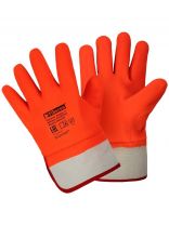 Перчатки хлопок, флис, ПВХ покрытие, без рисунка, красная основа, утепленные, Winter05, Fiberon, европодвес