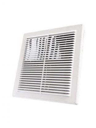 Решетка вентиляционная ABS пластик, вытяжная, 150х150 мм, с сеткой, с рамкой, с защитой от обратной тяги, белая, Viento, 1515ВР-ОК