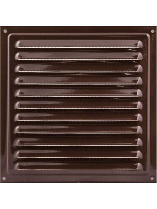 Решетка вентиляционная металл, 300х300 мм, с сеткой, коричневая, Viento, РМ3030кор
