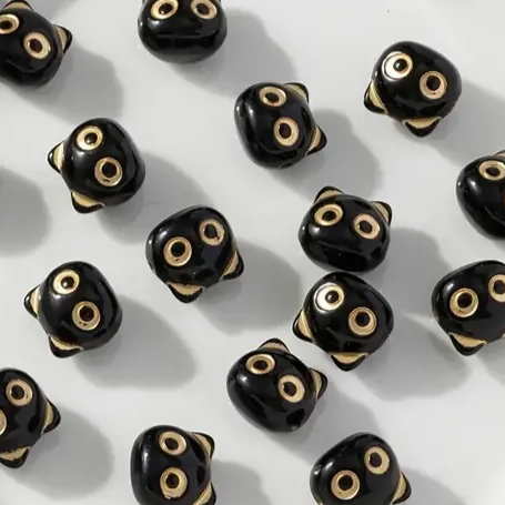 Бусина Черный кот акрил 13Х12 мм поштучно  APL.D323