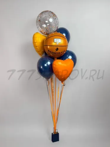 БУКЕТ ШАРОВ "БАСКЕТБОЛ"  С ГЕЛИЕМ.