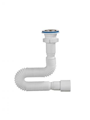 Сифон для мойки, 1250 мм, 1" 1/2х40/50, полипропилен, с выпуском, белый, Orio, А-3013