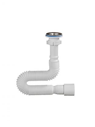 Сифон для мойки, гофрированный, 1250 мм, 1" 1/4х40/50, полипропилен, с выпуском, Orio, А-3014