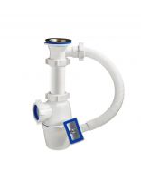 Сифон для мойки, 1" 1/2х40, с выпуском, с переливом, прямоугольный перелив, Orio, А-4004