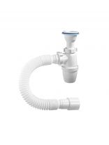 Сифон для мойки, 1" 1/2, 40х40/50, пластик, с выпуском, с гофрой, Orio, А-72019