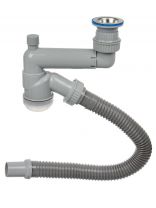 Сифон для мойки, 600 мм, 1" 1/2х40, полипропилен, с выпуском, с отводом, с гофрой, Orio, Nordform, Д-7008