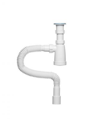 Сифон для мойки, трубный, 1450 мм, 1 1/2", полипропилен, с гофр. трубой, 40*40х50, Инкопласт, BG40145