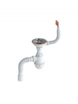 Сифон для мойки, прямоугольный перелив, пластиковый шток, РМС, СЕМ-П (П)