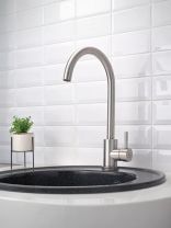 Смеситель для кухни, РМС, с картриджем, нержавеющая сталь, SUS124-017FL