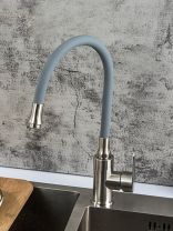 Смеситель для кухни, Frap, гибкий излив, с картриджем, нержавеющая сталь, F4448