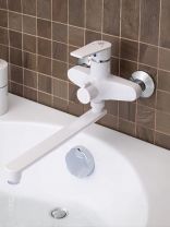 Смеситель для ванны, РМС, с картриджем, пластиковый корпус, белый, PL6-006E