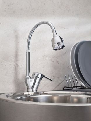 Смеситель для кухни, РМС, гибкий излив, с картриджем, хром, SL50-016F