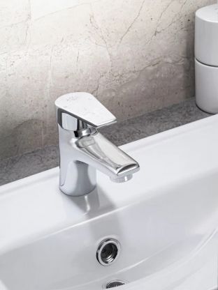 Смеситель для раковины, РМС, короткий излив, с картриджем, хром, SL132-001F