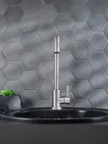 Смеситель для кухни, РМС, с картриджем, нержавеющая сталь, SUS124-017F